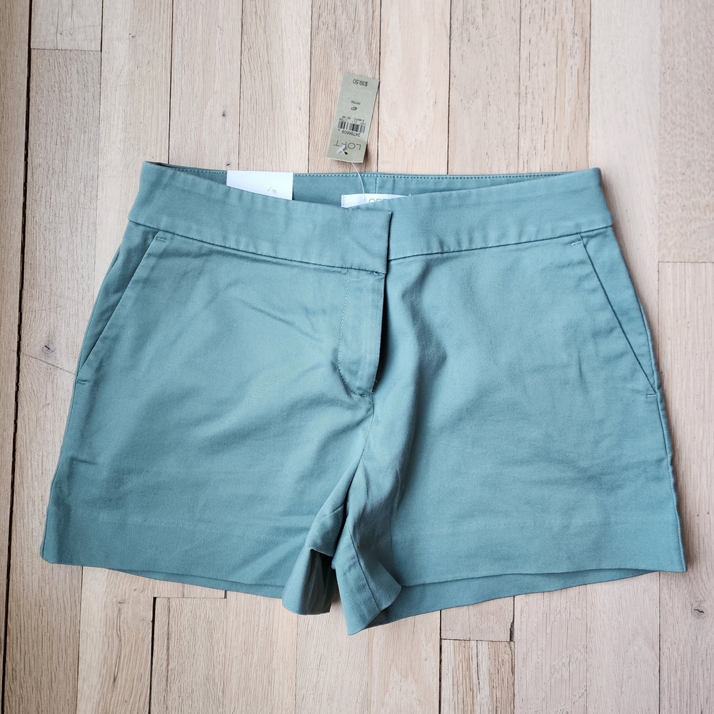 LOFT High Waist Sage Green Shorts